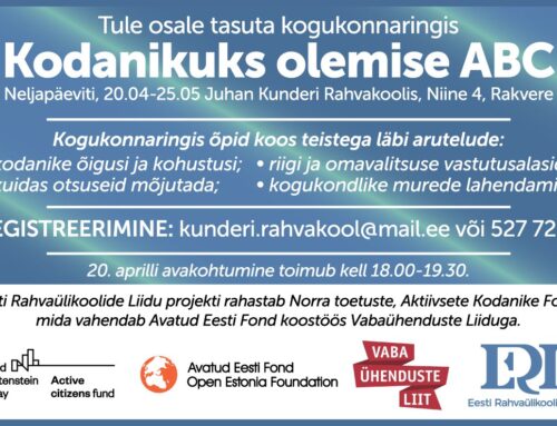 Pressiteade. Neljapäeval alustab Rakveres kodanikuhariduse kogukonnaring